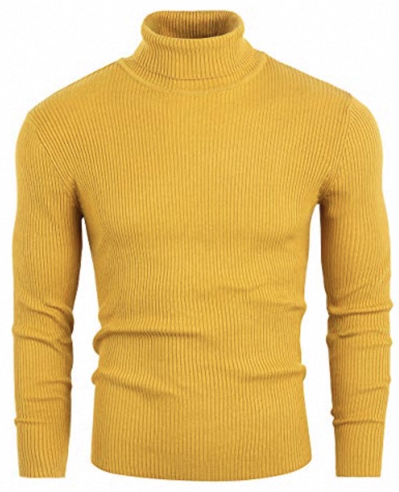 mens yellow turtleneck sweater